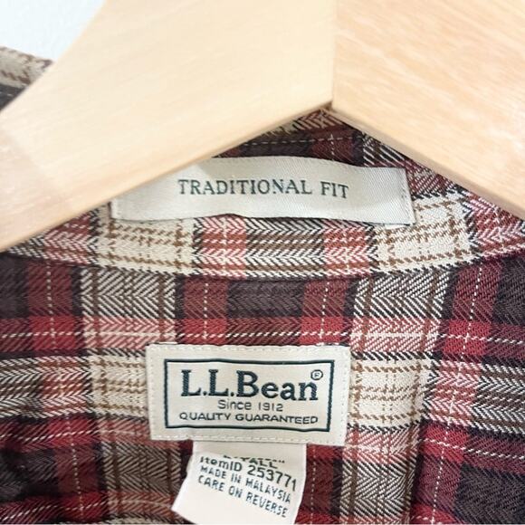 L.L.Bean Long Sleeve Plaid Shirt Button Down Traditional Fit Men’s size L Tall - Picture 4 of 8